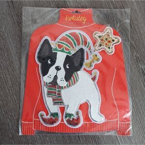 Boston Terrier Ugly Christmas Sweater Holiday Iron-On Appliqués